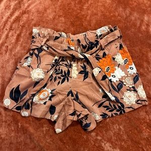 High waisted flower shorts